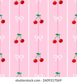Stylish seamless vector print with cherries, ideal for modern fabric, edible-themed wallpapers, and playful textile designs