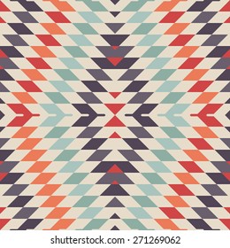 Stylish Seamless Vector Tribal Pattern for Textile Design. Geometrical Tiled Rhombus Background in Ethnic Style. Psychedelic Mix of Rhombuses