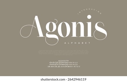 Stylish serif display font with sweeping curves and elegant contrast. Perfect for branding, packaging, and editorial headlines