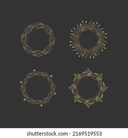 diseño del logotipo del conjunto de marcos florales abstractos