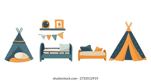 stylish set of cribs for children’s room