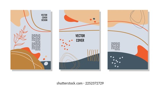 Conjunto elegante de plantillas de diseño con formas abstractas orgánicas. Marco moderno para el diseño de marca de moda. Ilustración vectorial.