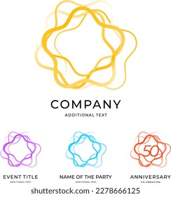 Stylish set of emblem or logo from the lines or anniversary sign