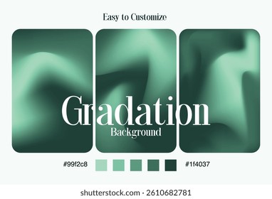 A stylish set of emerald green fluid gradation backgrounds with smooth, abstract flowing textures. Perfect for luxury branding, eco-friendly designs, modern websites,