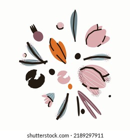 Flores elegantes. Ilustración vectorial, postal, impresión, diseño

