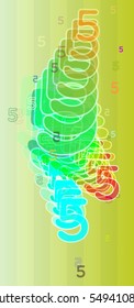 stylish set with glow, model around artistic Number 5 vector background