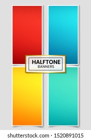 Stylish Set Halftone Banners Vector
