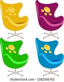 Stylish set of multi-colored armchairs