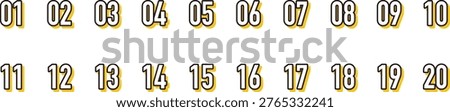 A stylish set of numbered icons from 1 to 20.