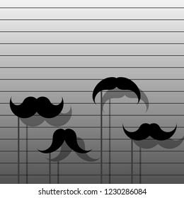 Stylish set of photo booth props. Hipster mustache in gray colors.
