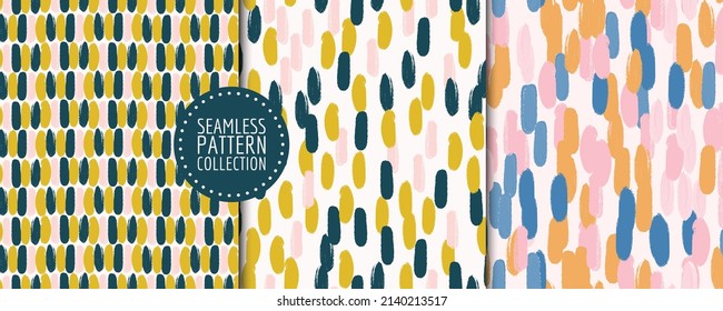 Stylish set with prints, seamless patterns, backgrounds with hand drawn stokes and shapes. Stylish vector illustration collection