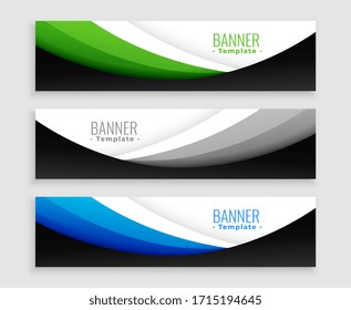 conjunto elegante de plantillas de banners web ondulados