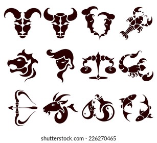 stylish set of zodiac signs, vector illustration