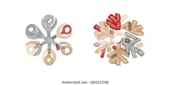 Elegante copo de nieve sombreado con elementos transparentes aislados en fondo blanco. Símbolo de vacaciones e invierno. Bonito elemento decorativo. Feliz Navidad y diseño de año nuevo.
