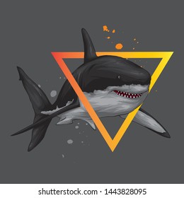Stylish shark.. Vector illustration for a postcard or a poster, print for clothes. Sea, ocean and fish.