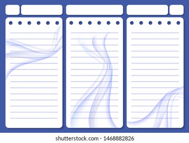 Stylish sheets for a personal diary, template planner. Organizer with notes and to-do list. Vector illustration.