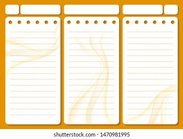 Stylish sheets for a personal diary, template planner. Organizer with notes and to-do list. Vector illustration.
