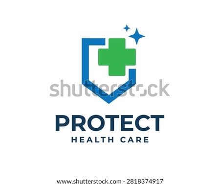 Stylish shield medical protect logo design, Minimalist first aid logo design concept