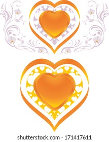 Stylish shining hearts. Decorative elements to the Valentines day. Vector