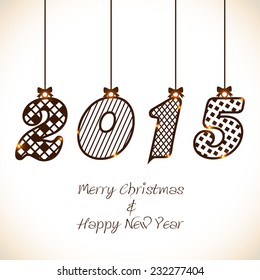 Stylish shiny hanging text 2015 for Merry Christmas and Happy New Year celebrations.
