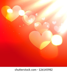 diseño de fondo de corazón rojo brillante