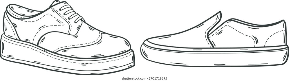 Stylish Shoe Vector Design Illustration. Hand drawn. 
