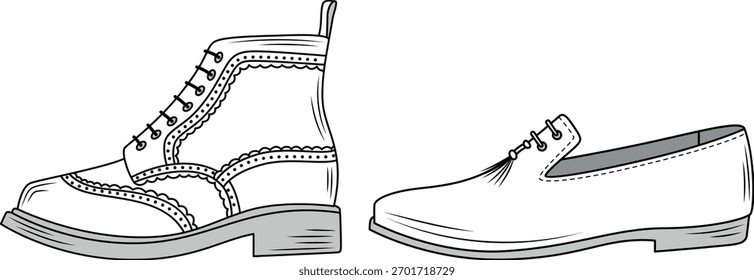Stylish Shoe Vector Design Illustration. Hand drawn. 
