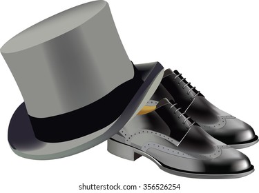 stylish shoes with cylindrical hat