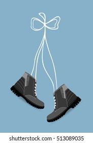 Stylish shoes. man hanging boots. vector