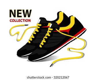 Stylish shoes for running. vector