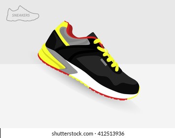 Stylish shoes for running. vector