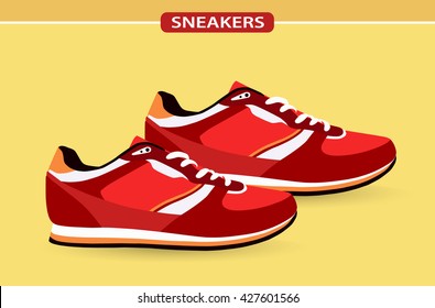 Stylish shoes for running. vector