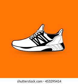 Stylish shoes for running. vector