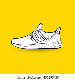 Stylish shoes for running. vector