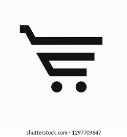 Stylish Shopping Cart Icon. Vector.