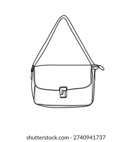 A stylish shoulder bag featuring a classic flap closure, an adjustable strap, and a minimalist design, perfect for everyday use.