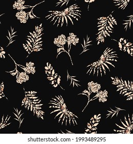 Stylish silhouette of botanical ,plant and flowers fill-in with animal Leopard skin print seamless pattern in vector Eps10 ,Design for fashion , fabric, textile, wallpaper, wrapping and all prints