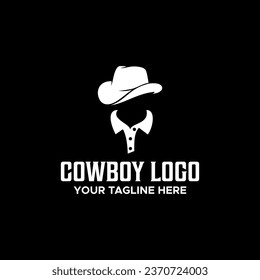 Stylish silhouette logo design of a person with hat and collar minimalist vector graphic in black and white