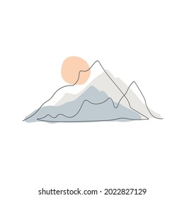 Stylish silhouette of the mountains. Isolated on a white background.