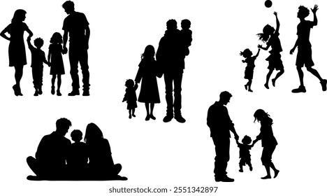 Stylish silhouette set of family