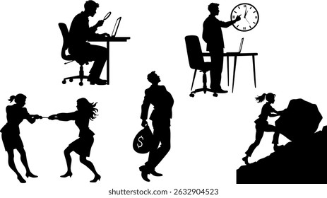 Stylish silhouette set of work