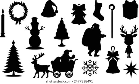 Stylish silhouette vector set of Christmas