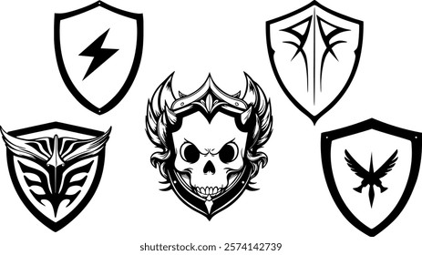 Stylish silhouette vector set of shield