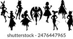 Stylish silhouettes of cosplay ladies