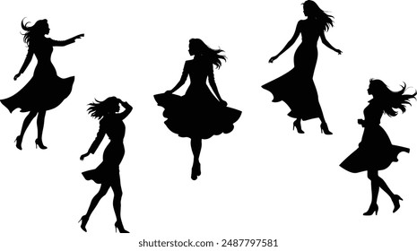 Stylish silhouettes of fashion ladies