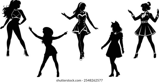 Stylish silhouettes of fashion ladies