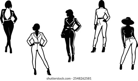 Stylish silhouettes of fashion ladies