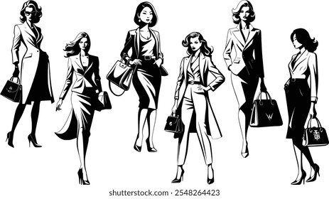 Stylish silhouettes of fashion ladies