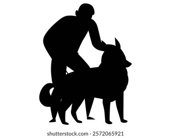 Stylish Silhouettes of People with Cat and Dog Companions