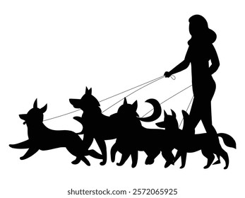 Stylish Silhouettes of People with Cat and Dog Companions
